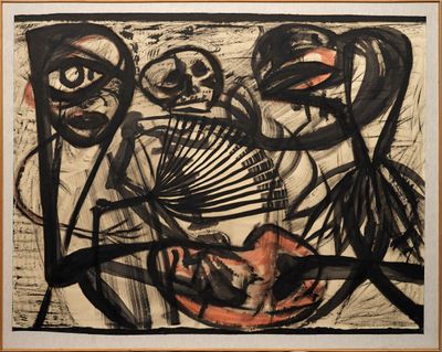une image représentant une peinture en noir et blanc d'un groupe de personnes