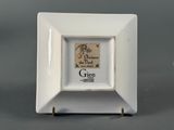 a picture of a white plate with a picture on it