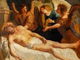 an image of a painting of a man laying on a bed