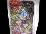 a clear box with a bunch of pokemon items inside of it