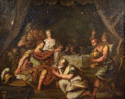 une image d'un tableau représentant un groupe de personnes assises autour d'une table