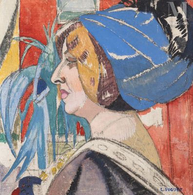 une image représentant un tableau d'une femme portant un turban bleu