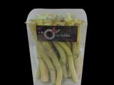 a plastic container with a bunch of bananas in it