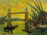 peinture d'un pont au-dessus d'une étendue d'eau