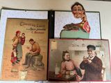 trois photos accrochées au mur d'une cuisine, représentant des personnes