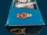 a blue box with a picture of a car on it