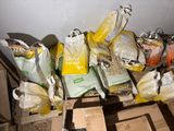 many bags of food sitting on top of a pallet