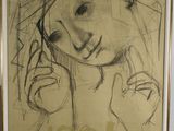 drawing of a woman holding a cell phone up to her ear