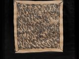 a black and white painting of a square with a pattern on it