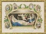 tableau représentant une crèche avec des anges, encadré