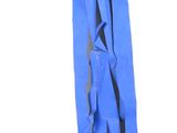 a blue bag hanging from the side of a pole