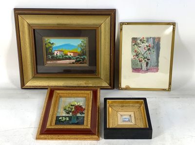 Ecole française du XXe siècle : ensemble de 4 tableaux : - B…