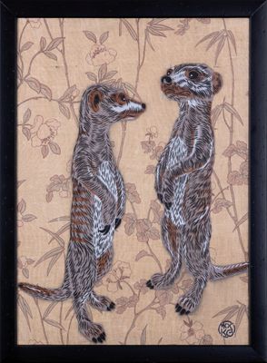 MOSKO SURICATES, 2018 Technique mixte sur toile imprimée et … - Photo 1