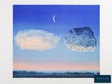 an image of a painting of a cloud and a rock in the sky