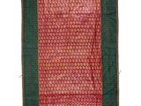 pink and green handloom silk sari with green border