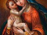 a painting of a woman holding a baby in her arms