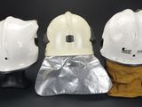 three helmets that are sitting next to each other