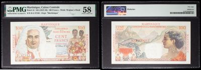 three different types of currency are on display in a display case