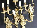 pair of antique brass wall sconces with flowers and leaves