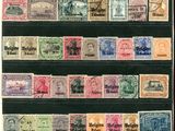 a collection of stamps from different countries on a black background