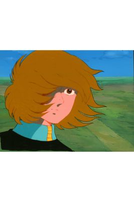 an image of a woman with long hair standing in a field