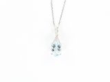 un collier en or blanc orné d'une topaze bleue et d'un diamant