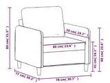 a drawing of a white chair with measurements on it