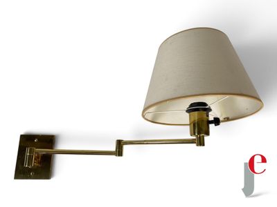 an image of a wall mounted lamp with a beige shade on it