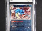 a close up of a pokemon card in a plastic case