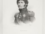 a black and white drawing of a man in uniform
