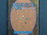 a close up of the back of a card game case