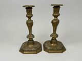pair of antique brass candlesticks