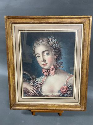 painting of a woman in a pink dress holding a book