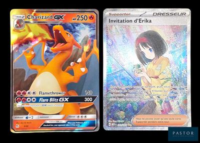 deux cartes Pokémon, l'une représentant une fille et l'autre un dragon