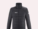 a black jacket with a white logo on the chest