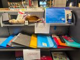 a shelf with a bunch of books on it in a store