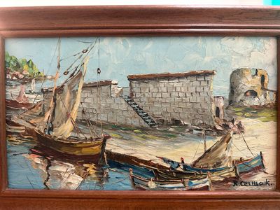 une image d'une peinture de bateaux sur l'eau