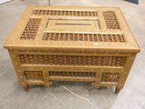 an image of a wooden coffee table with a glass top