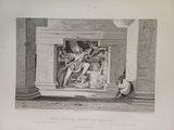 a drawing of a man sitting on the floor in front of a fireplace