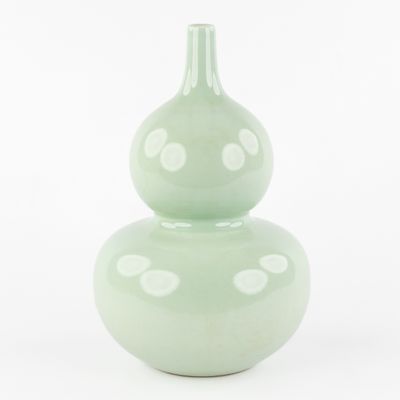 Vase à double gourde en céladon de Chine, marqué Qianlong.
