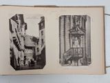 an old photo of a book with pictures of a building and a staircase