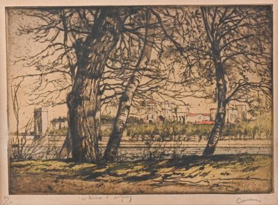 Armand COUSSENS (1881 - 1935) Le Rhône à Avignon