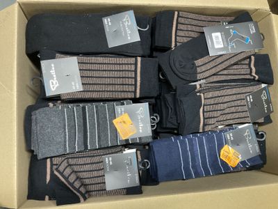 many pairs of socks that are in a box