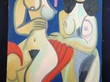 tableau représentant deux femmes en maillot de bain debout l'une à côté de l'autre