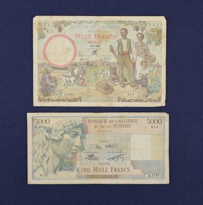 deux billets de banque sur lesquels figurent les portraits d'un homme et d'une femme