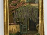 an image of a painting of a horse in front of a house