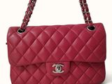 chanel red quilted lambskin flap bag with silver hardware