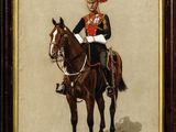 tableau représentant un homme en uniforme à cheval, dans un cadre