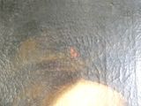 a close up of a painting of a person in a boat