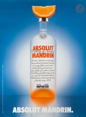 une publicité pour l'Absolut Mandrin, surmontée d'une tranche d'orange